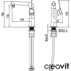 Creavit - Creavit Flow Lavabo Bataryası