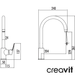 Creavit - Creavit Luna Kuğu Borulu Eviye Bataryası