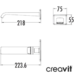 Creavit - Creavit Lua Ankastre Çıkış Ucu, Gun Grey