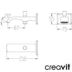 Creavit - Creavit Lua Ankastre Çıkış Ucu, Gun Grey (Yönlendiricili)