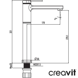 Creavit - Creavit Nuovo Tezgah Üstü Lavabo Bataryası