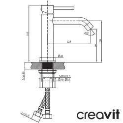 Creavit - Creavit Ruby Lavabo Bataryası, Fırçalı Nikel
