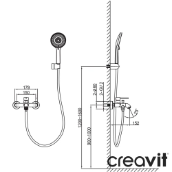 Creavit - Creavit Ruby Banyo Bataryası ve El Duşu Takımı, Fırçalı Nikel