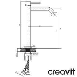 Creavit - Creavit Ruby Tezgah Üstü Lavabo Bataryası, Fırçalı Nikel