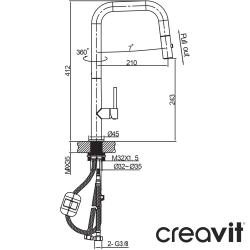 Creavit - Creavit Ruby Spiralli Eviye Bataryası, Fırçalı Bakır