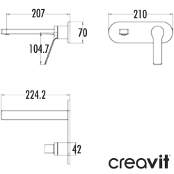Creavit - Creavit Ondea Duvardan Ankastre Lavabo Bataryası
