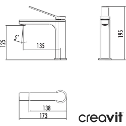 Creavit - Creavit Ondea Lavabo Bataryası, Gun Grey