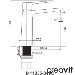 Creavit - Creavit Stark Lavabo Bataryası, Gun Grey