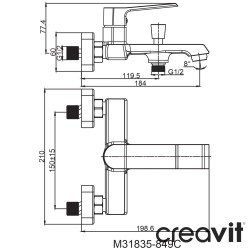 Creavit - Creavit Stark Banyo Bataryası, Gun Grey