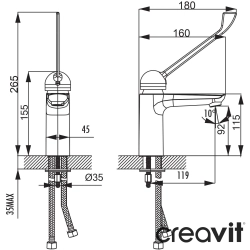 Creavit - Creavit Solo Doktor/Bedensel Engelli Lavabo Bataryası