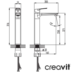 Creavit - Creavit Solo Tezgah Üstü Lavabo Bataryası
