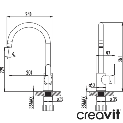 Creavit - Creavit Solo Kuğu Borulu Eviye Bataryası