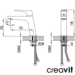 Creavit - Creavit Slope Lavabo Bataryası, Cappuccino