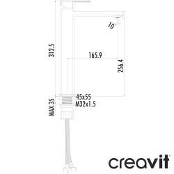 Creavit - Creavit Slope Tezgah Üstü Lavabo Bataryası