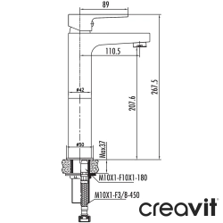 Creavit - Creavit Sharp Tezgah Üstü Lavabo Bataryası, Bakır