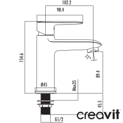 Creavit - Creavit Vega Lavabo Bataryası, Tek Su Girişli
