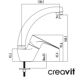 Creavit - Creavit Vega Döner Borulu Eviye Bataryası