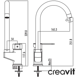 Creavit - Creavit Vega Döner Borulu Eviye Bataryası