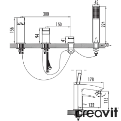 Creavit - Creavit 4 Delikli Kumandalı Küvet Bataryası - BT.VL2990