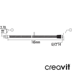 Creavit - Creavit Metal Duş Hortumu, 150 cm (Çift Kenetli)