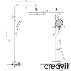 Creavit - Creavit Rin Duvara Monte Termostatik Banyo Bataryalı Duş Kolonu