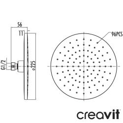 Creavit - Creavit Tepe Duşu, 22 cm (Yuvarlak)