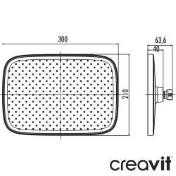 Creavit - Creavit Tepe Duşu, 30 cm, Gun Grey (Kare)