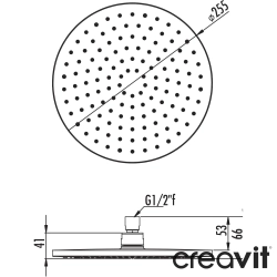 Creavit - Creavit Tepe Duşu, 25 cm (Yuvarlak)