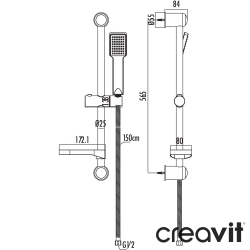 Creavit - Creavit Avangart Sürgülü Duş Seti, Altın, Tek Akışlı