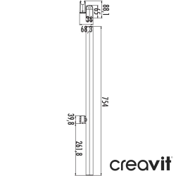 Creavit - Creavit Omega Sürgülü Duş Seti, Gun Grey, 3 Akışlı