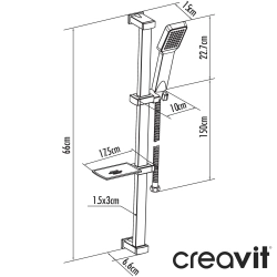 Creavit - Creavit Mode Sürgülü Duş Seti, Tek Akışlı