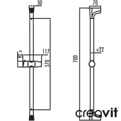 Creavit - Creavit Lotto Sürgülü Duş Seti, 3 Akışlı