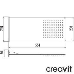Creavit - Creavit Duvardan Ankastre Duş Başlığı, 55 cm (Kare)