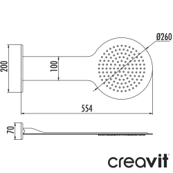 Creavit - Creavit Duvardan Ankastre Duş Başlığı, 55 cm (Yuvarlak)