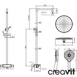 Creavit - Creavit Rain Plus Duvara Monte Termostatik Banyo Bataryalı Duş Kolonu