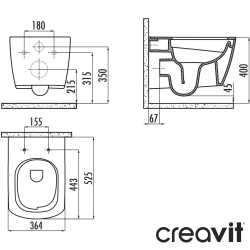 Creavit - Creavit Elegant Mezopotamya Vortex Flush Kanalsız Asma Klozet, 52 cm, Keten - EG323-00KT42E-0000