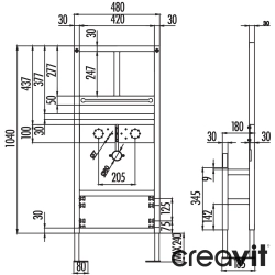 Creavit - Creavit Lavabo İçin Duvar Önü Alçıpan Uygulamalı Hızlı Yere Montaj Set Metal Taşıyıcı