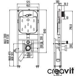 Creavit - Creavit Gömme Rezervuar Duvar Önü Alçıpan Uygulamalı Set Hızlı Yere Montaj, İnce, 3/6 Litre