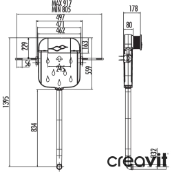 Creavit - Creavit Gömme Rezervuar Hela Taşları İçin Set, 3/6 Litre