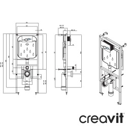 Creavit - Creavit Gömme Rezervuar Duvar Önü Alçıpan Uygulamalı Set Hızlı Montaj, İnce, 3/6 Litre, 4x4