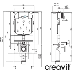 Creavit - Creavit Gömme Rezervuar Tam Boy Duvar Önü Alçıpan Uygulamalı Set Hızlı Montaj, İnce, 3/6 Litre