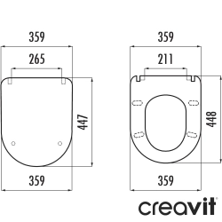 Creavit - Creavit Duck Yavaş Kapanan Vidalı Klozet Kapağı, Mat Siyah