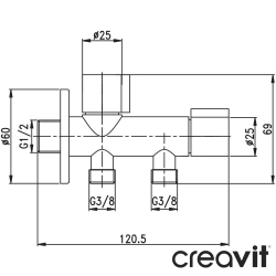 Creavit - Creavit Çift Çıkışlı Ara Musluk - MS.JK003