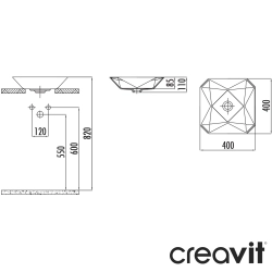Creavit - Creavit Ruby Diamond Çanak Lavabo, 40 cm, Mat Siyah