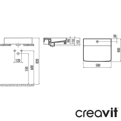 Creavit - Creavit Ruby Recto Tezgah Üstü Kare Lavabo, 50 cm, Mat Siyah