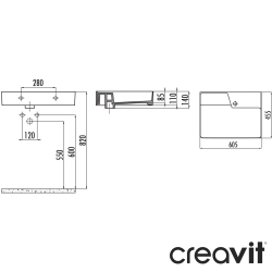 Creavit - Creavit Ruby Edge Tezgah Üstü Kare Lavabo, 60 cm, Mat Siyah