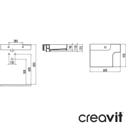 Creavit - Creavit Ruby Flow Tezgah Üstü Kare Lavabo, 60 cm, Mat Siyah