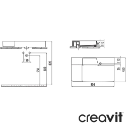 Creavit - Creavit Ruby Lino Etajerli Lavabo, 80 cm
