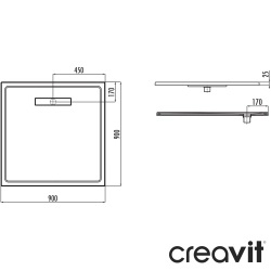 Creavit - Creavit Ruby 90x90 Flat Duş Teknesi, Sifon Dahil, Mat Beyaz - RB890-00MB42E-0000