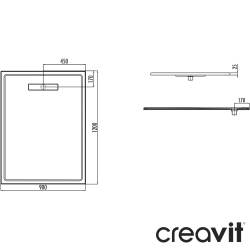 Creavit - Creavit Ruby 120x90 Flat Duş Teknesi, Sifon Dahil - RB891-00CB42E-0000